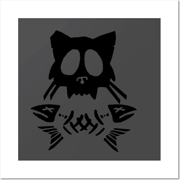 Cat and Crossbones BLACK Wall Art by BradyRain